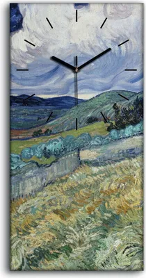 Produktbild von Wanduhr Uhr Wandbild Leinwand Geräuschlos 30x60 Landschaft von Saint Rémy - schwarze Hände