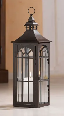 Produktbild von Große Metall-Laterne, schwarz, 15x15x45cm, Deko-Laterne, Lampe, Leuchte