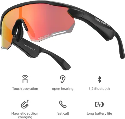 Image de Lunettes de vélo polarisées UV400 avec Bluetooth et haut-parleurs ROCKBROS BT