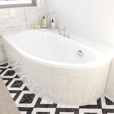 Produktbild von BADLAND Eckbadewanne Badewanne Miki LINKS 145x85 mit Ablaufgarnitur, Füßen und Styroporverkleidung GRATIS