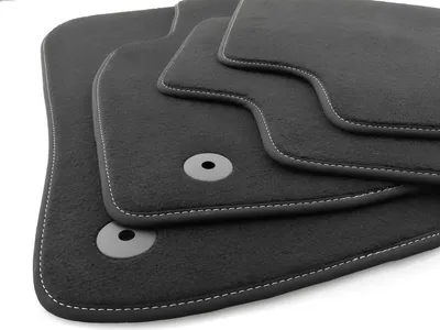 Produktbild von Fußmatten für VW ID3 ID.3 passend (Ziernaht Silber) Velours Premium Automatten Matten Innen Schwarz, 4-tlg