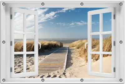 Produktbild von Wallario Outdoor-Poster für Garten oder Balkon 80 x 120 cm: Auf dem Holzweg zum Strand