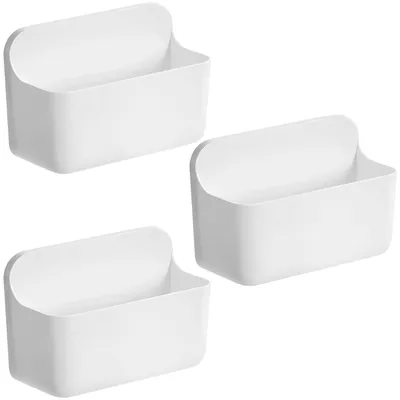 Image de Étagères de douche en plastique, lot de 3, 18 x 8 x 12 cm, à fixer au mur sans perçage