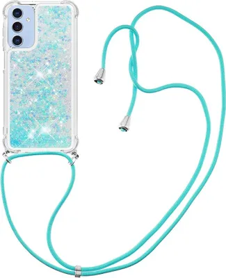 Produktbild von Samsung Galaxy A17 Hülle - Coverup Liquid Glitzer Back Cover mit Handykette - Hellblau