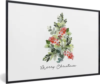 Produktbild von MuchoWow® Gerahmtes Poster Weihnachtsbaum - Aquarell - Zitat 30x20 cm - Poster mit Schwarzem Bilderrahmen Wandposter Rahmen Foto Bilder - Kunstdruck - Bild-Poster