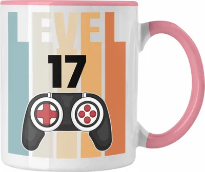 Produktbild von Trendation - 17. Geburtstag Tasse Gamer Jungs Jungen Geschenkidee zum Geburtstag Lustig Siebzehn (Rosa)