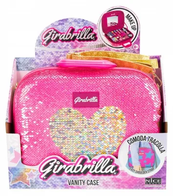 Obrázok produktu pre Flitrový kufor s príslušenstvom ružový so srdcom