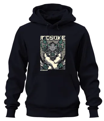 Immagine prodotto di Inosuke Demon Slayer Wild Boar Mask Anime Gift Japan Y2K Streetwear Unisex Felpa con cappuccio, Navy, XXL
