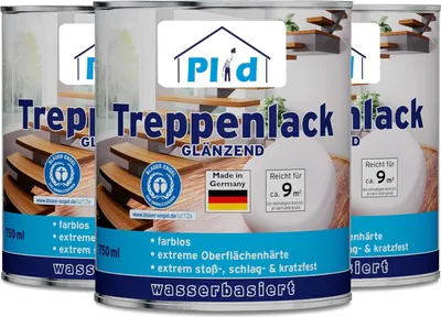 Produktbild von Plid® Treppenlack 2,25L Farblos Glänzend für ca. 27 m² – Treppensiegel & Klarlack für Holztreppen, Parkett & stark beanspruchte Flächen