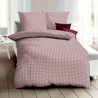 Produktbild von Kaeppel Biber Bettwäsche Vichy Karo rot 155x220 cm + 80x80 cm