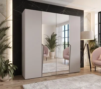 Produktbild von Viertüriger Kleiderschrank 200 cm SORAYA 2 - Kaschmir / Kaschmirgriffe