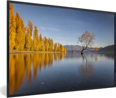 Produktbild von MuchoWow® Gerahmtes Poster Wasser - Baum - See 90x60 cm - Poster mit Schwarzem Bilderrahmen Wandposter Rahmen Foto Bilder - Fotorahmen - Foto-Plakat