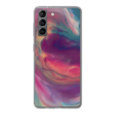 Produktbild von MuchoWow® Handyhülle Schutzhülle Hülle für Samsung Galaxy S21 Flüssig - Rosa - Türkis - Abstrakt Silikon Softcase Handy Hülle - Softcase