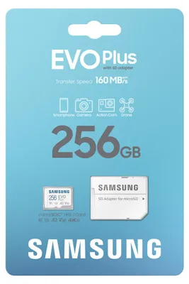 Zdjęcie produktu dla Samsung MB-MC256S, 256 GB, MicroSDXC, UHS-I, 160 MB/s, Class 3 (U3), V30