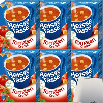 Produktbild von Erasco Heisse Tasse Tomaten-Cremesuppe 6er Pack (18 Beutel a 21g) + usy Block