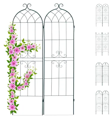 Productafbeelding van Metaal klimrek voor planten, set van 2 - 180 x 50 cm, donkergroen, decoratief