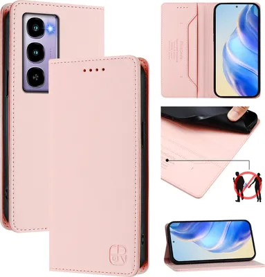 Produktbild von Lederhülle für itel City 100 Hülle Flip Brieftasche Kartenfächern Ständer Schutzhülle Pink