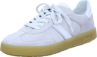 A single beige sneaker is shown against a white background.