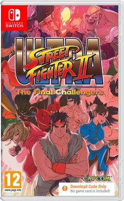 The image shows the front cover of a Nintendo Switch game case for Ultra Street Fighter II: The Final Challengers.