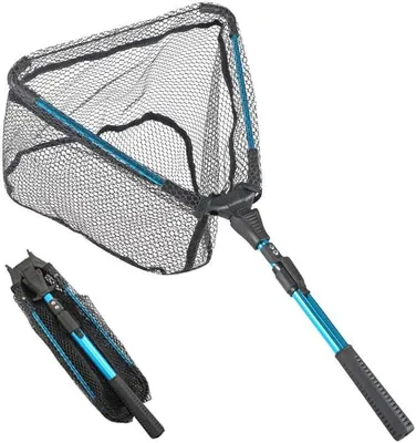 Produktbild von Kescher,Fishing Kescher Angeln,Teleskop Nylongewebe Angelkescher, Faltbar Fischfreundlich,Unterfangkescher Angel Kescher Teich Karpfenkesche,93cm lang
