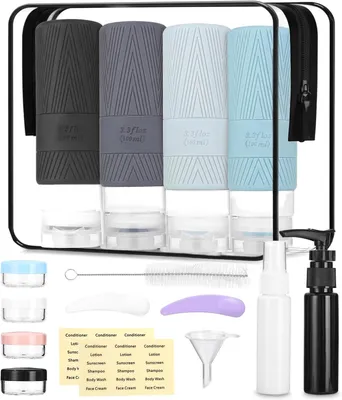 Imagen del producto de Conjunto de botellas de silicona para viajes, de 16 piezas, de 100 ml