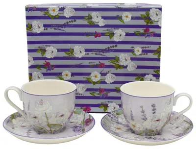 Image de Home Elements Tasses et soucoupes 2 x 270 ml, Lavande