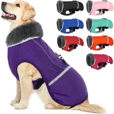 Productafbeelding van QBLEEV Winterjas voor honden, hondenmantel met buikbescherming, winterjas voor honden met rits