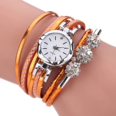 Obrázek produktu pro Stylové dámské hodinky YO-13040 v oranžové barvě s zirkony KP13040