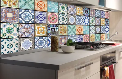 Produktbild von Küchenrückwand Folie selbstklebend AZULEJOS 180 x 60 cm - Klebefolie - Dekofolie - Spritzschutz für Küche -