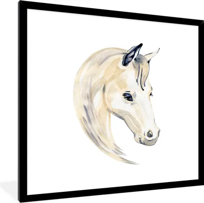 Produktbild von MuchoWow® MuchoWow® Gerahmtes Poster Pferd - Aquarell - Auge - Mädchen - Kinder - Mädchen 40x40 cm - Poster mit zchwarzem Bilderrahmen - Mit Rahmen - Wanddekoration Schlafzimmer