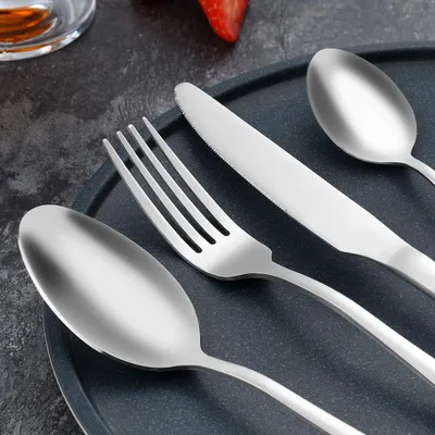 Imagen del producto de Juego de cubiertos de 16 piezas, acero inoxidable mate, para 4 personas, ideal para la cocina