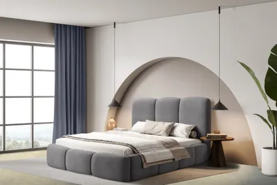 Produktbild von Polsterbett Doppelbett GRACIA 160x200cm in Stoff Macau Grau