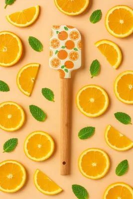 Produktbild von Silikonspatel, 23 cm, Tortenspatel mit Orangenmotiv