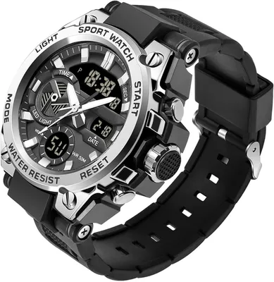 Imagen del producto de Reloj militar para hombre, reloj digital de estilo táctico para actividades al aire libre, resistente al agua hasta 5 ATM, con cronómetro, cronógrafo, reloj deportivo para hombres y jóvenes, robusto y de gran tamaño