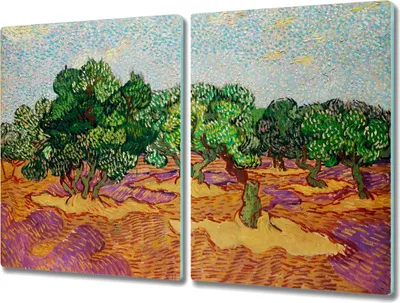 Produktbild von Coloray Herdabdeckplatte 2x40x52 cm Schneidebrett Kochplattenabdeckung Küchenbrett Hackbrett - Gaj Himmel Van Gogh