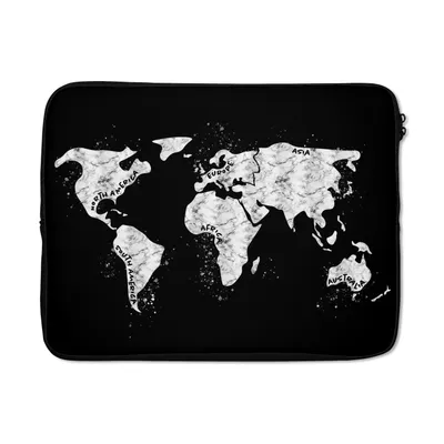 Produktbild von MuchoWow® Laptop Hülle 15 Zoll Weltkarte - Marmor - Schwarz - Weiß Laptoptasche - Laptoptasche - Sleeve - Rundum-Schutz