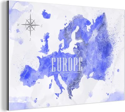 Obrázok produktu pre Nástenná dekorácia Kovový kovový obraz Wall Art 120x80cm Mapa - Fialová - Európa Muchowow Hliníkové obrazy