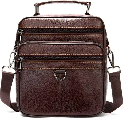 Image de CarryQuest® - Sac bandoulière pour homme en cuir de vachette véritable, 20x23x6 cm, couleur marron