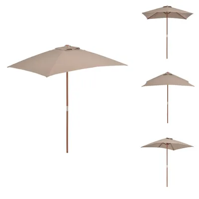 Zdjęcie produktu dla vidaXL Parasol z drewnianym drążkiem 150 x 200 cm Taupe - Parasole i parasole przeciwsłoneczne