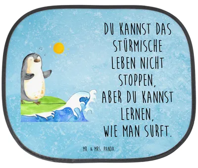 Produktbild von Mr. & Mrs. Panda pkw sonnenschutz Pinguin Surfer - Eisblau - Geschenk, Optimistisch, Hawaii, Wellen Reiten, Auto, Motiviert, Hitzeschutz, Seitenscheibe, Autoscheiben