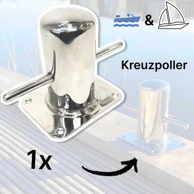 Produktbild von Boot Edelstahl Leinen Festmacher Kreuz Poller 120mm Edelstahl Stegpoller