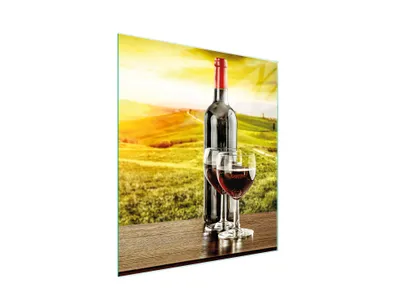 Produktbild von Hygienisches, kratzfestes und langlebiges Glas Schneidebrett 45x52 cm mit Weinmotiv