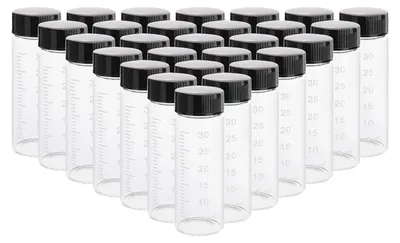 Produktbild von Solidchoice – Set aus 28 klaren Glasflaschen mit schwarzem Schraubverschluss
