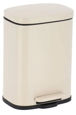 Produktbild von Rechteckiger Metallmülleimer mit Fußpedal und Fallbremse, 5 l, beige