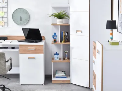 Zdjęcie produktu dla Półka JOHELY - biała / dąb