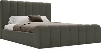 Obrázek produktu pro Čalouněná postel 160x200 Valetta – manželská postel s velurovou látkou – úložný prostor, rošt a čelo postele – tmavě šedá