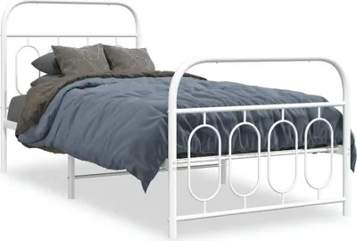 Obrázek produktu pro vidaXL Postel s čelem a podnožkou kovová bílá 90x190 cm