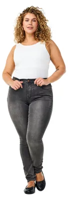 Productafbeelding van Zizzi Damen Jeans, grote maten, model Amy, hoge taille, slim fit, maat 60/82 cm, donkergrijs