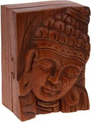 Produktbild von Schatulle Buddha aus Holz, handgeschnitzt, 12 x 8 x 6 cm