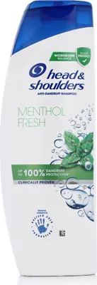 A bottle of Head and Shoulders Menthol Fresh Anti-Dandruff Shampoo.